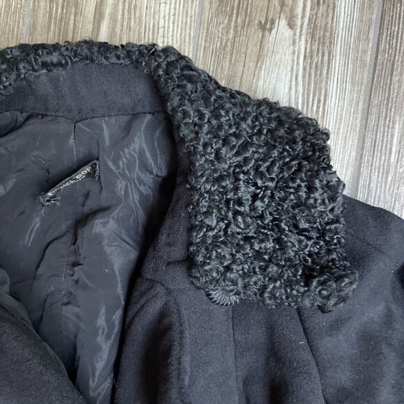 Vintage Michel Goma Coat Paris Black 50s Wool Button Down Coat Heavy‎ Lined - Picture 4 of 13